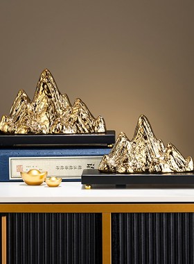 中式假山摆件轻奢高档客厅电视y柜酒柜办公室博古架高端大气装饰