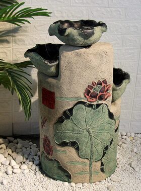 中式假山喷泉流水摆件阳台鱼池加湿造景民宿庭院禅意招财鱼缸装饰