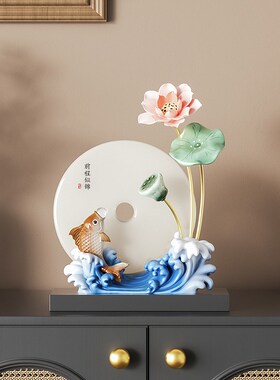 高级感年年有鱼寓意摆件乔迁x新居礼物轻奢客厅电视柜玄关软装饰