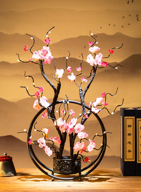 新中式博古架摆件铁艺软装饰品A禅意客厅办公室玄关电视柜创意摆