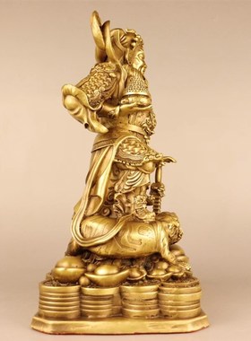 赵公明摆件纯铜武財神像供奉赵公明骑虎像大号S公司店铺家用招财