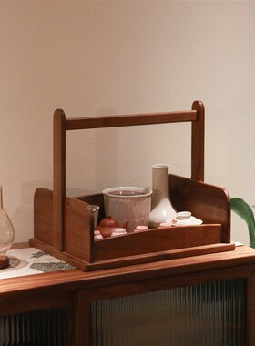 禅意新中式f提仓提盒桌面置物储物提梁香道提盒收纳储物盒