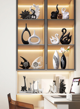 现代陶瓷摆件家居客m厅酒柜电视柜装饰品北欧玄关桌面摆件乔迁礼