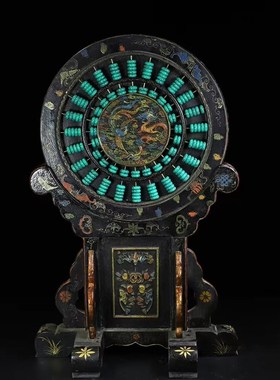 古玩老物件算盘屏风摆件旧藏木胎漆器古J代算盘招财玄关酒柜装饰