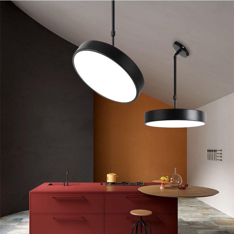 led斜顶圆形吊灯餐厅阁楼简约现代客厅直播间复式楼舞蹈室内吊灯 - 图2