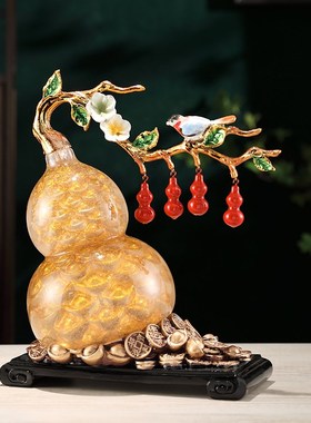 水晶葫芦摆件f轻奢高档客厅电视柜办公室桌面装饰品乔迁开业礼物