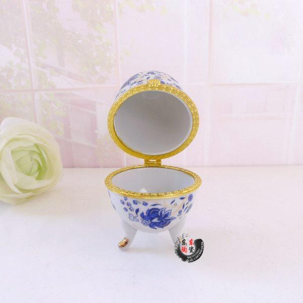 特色 麻豆至爱首饰盒饰品盒 花蛋型首饰盒 蓝色花收纳盒牙签筒,淘宝优惠券,粉丝福利购,淘宝优惠卷