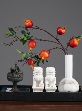 现代欧式轻奢新中式皮质托盘摆件样板房别墅家居客W厅卧室软装饰