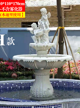 大型欧式流水喷泉客厅雕塑假山喷泉鱼池庭院水景花W园装饰落地摆