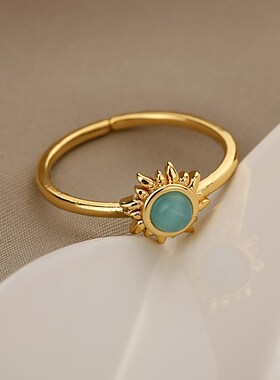 太阳猫的c眼睛戒指太阳猫的眼睛戒指女人的开口可调戒指太阳戒指