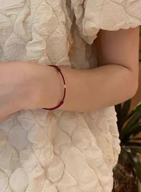 魏大勋同款小红绳脚链男女生可调节E细款手链情侣好运本命年手绳