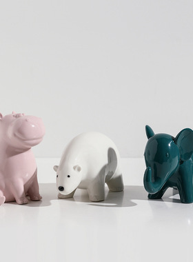 北欧摆件家居饰品现代简约动物酒柜装饰摆设玄关陶瓷W创意节日礼