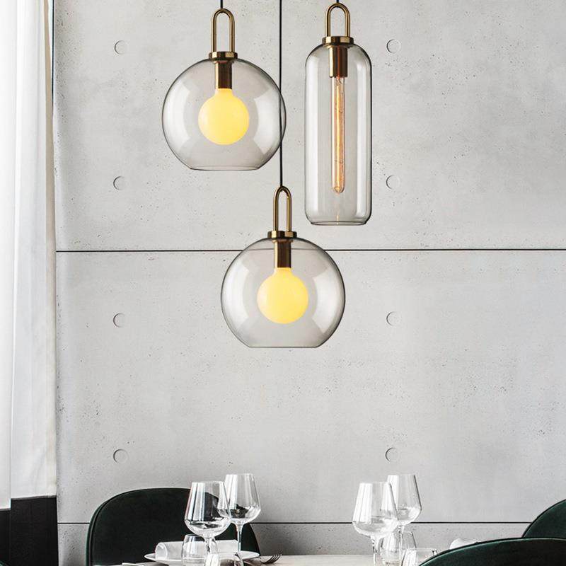 美式吊o灯后厅现客厅餐灯饰轻奢lft工业风玻代璃圆球餐桌吧D1082,淘宝优惠券,粉丝福利购,淘宝优惠卷