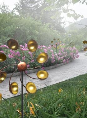 田园铁艺多色花园插件旋转风车园艺庭院别墅装饰户外风车插件