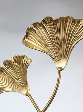 银杏叶金属摆件北欧现代ins电视柜书房柜家居饰品创意工业品摆设