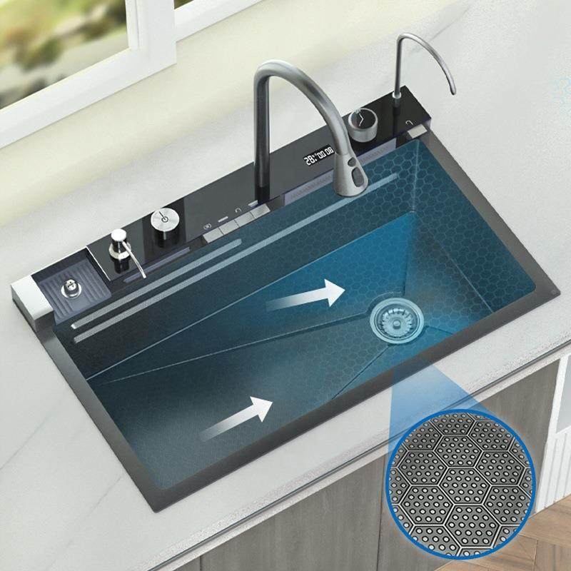 钢琴数显厨房鲸水槽大槽瀑布单纳鱼米蜂窝洗鲸鱼水槽碗盆34不锈钢,淘宝优惠券,粉丝福利购,淘宝优惠卷