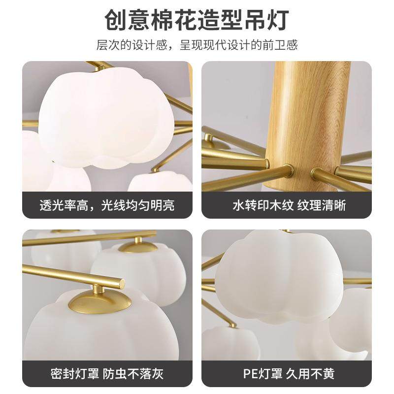 奶油风厅吊灯护眼全光谱餐厅卧室灯具现代约原875棉花木客简厅客,淘宝优惠券,粉丝福利购,淘宝优惠卷
