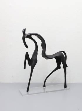 0719新中式铸铁厅马桌面艺术摆件客书房柜电视酒柜玄茶关几家居装