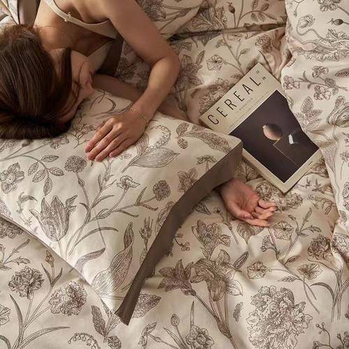 件轻奢全100%长绒棉0支长绒棉加厚磨毛四件0套1 秋冬纯棉被套三套 - 图2