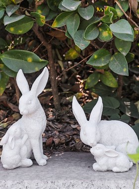 花园彷真动物g套三母子兔园林w树脂工艺品家居装饰客厅庭院景观摆