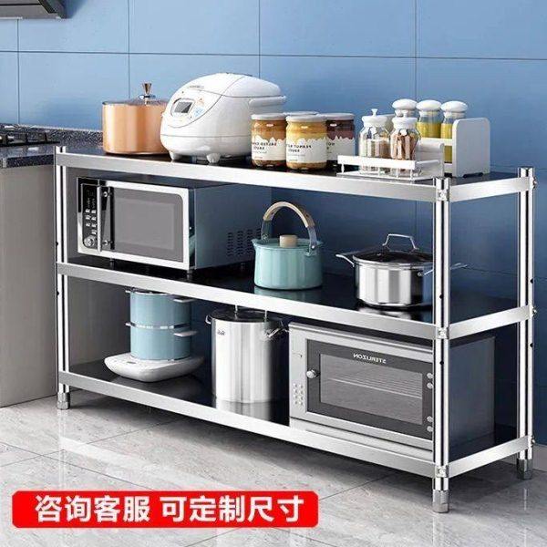 厨房不锈钢置物架3层微波炉烤箱架落地多功能家用收纳架锅架可调,淘宝优惠券,粉丝福利购,淘宝优惠卷