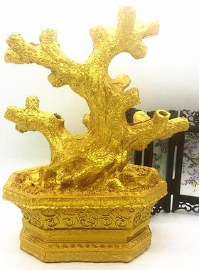 招财树工串珠DIY发财手y0068树底底座树脂盆景金色四季生财座摆件
