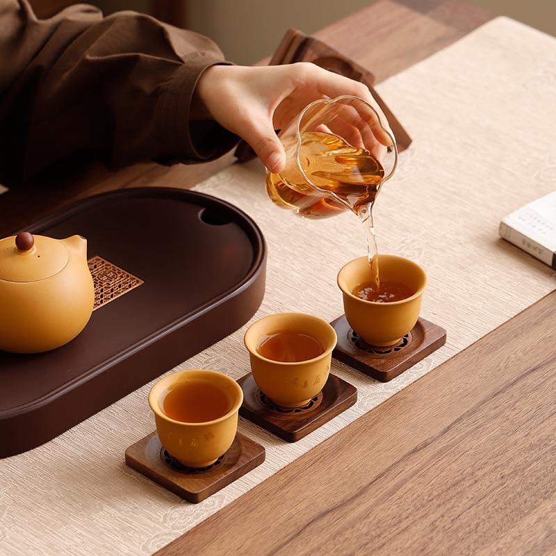 胡原木木茶杯杯垫实木质隔热垫创意功夫桃茶托具茶道配件茶205碟 - 图0