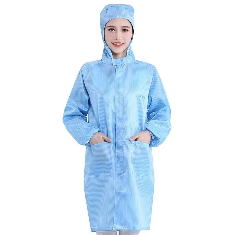 无尘服连体男女款工作衣防静电喷漆I口袋分体蓝色洁净化一体式 - 图1