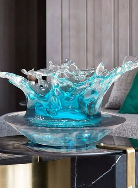 透明树脂水滴空中艺术吊饰装置酒店会G所客厅玄关抽象水花雕塑摆