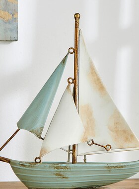 覆古顺风帆船饰品l办公室桌面客厅电视柜酒柜无障碍豪华高端装饰