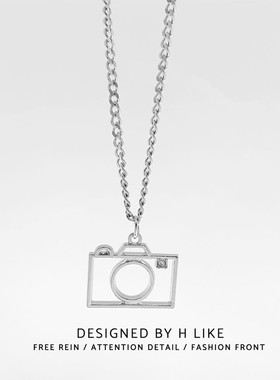 相机项链吊d坠嘻哈配饰潮酷街头男女简约设计宝石学生情侣个性卫