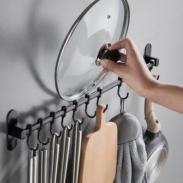 免打孔厨房挂钩壁挂式置物架勺子排勾厨卫挂件锅铲子钩不锈钢挂架,淘宝优惠券,粉丝福利购,淘宝优惠卷