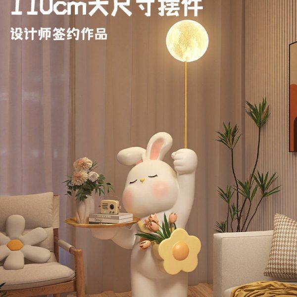 大型兔子落地摆件客厅电视柜沙发旁边几可爱奶油风卧室床头落地灯,淘宝优惠券,粉丝福利购,淘宝优惠卷