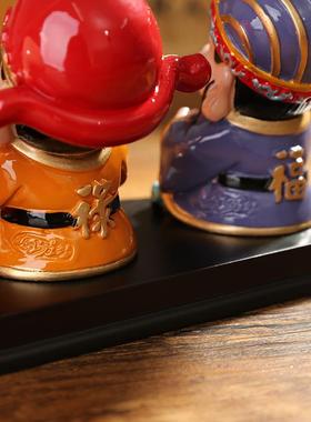 树脂福禄寿财神公仔小摆件福禄寿喜财招财店铺开业家居汽车装饰品