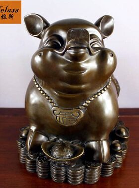 班德拉斯纯铜工艺品家居猪摆件 五福临门猪 生日开业礼品