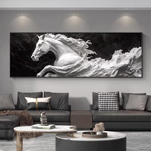 马到成功客厅装饰画沙发背景墙壁画现代简约挂画轻奢风书房办公室 - 图0