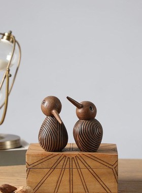 抽象琢木鸟鸳鸯动物树脂t摆件工艺品创意家居装饰 办公室桌面摆件