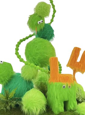 创意古怪精灵长毛绒怪兽r毛毛花朵橱窗美陈打卡布置毛茸茸摄影道