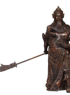 黄铜关公摆件铜武财神关二爷供奉神像武圣关羽关公财神金属工艺品