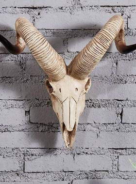 壁挂仿古羊头骨墙饰欧式挂饰墙贴创意羊头立体墙面壁挂饰家居饰品