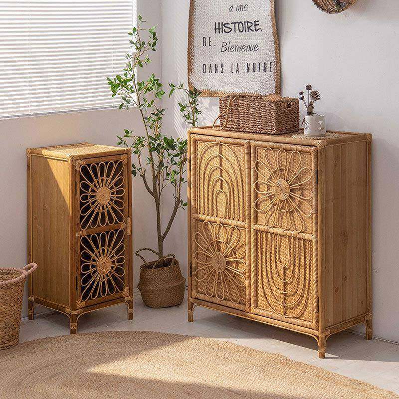 复古简约藤编储物柜家用小户型门厅餐边实木民宿轻奢玄关收纳新品,淘宝优惠券,粉丝福利购,淘宝优惠卷
