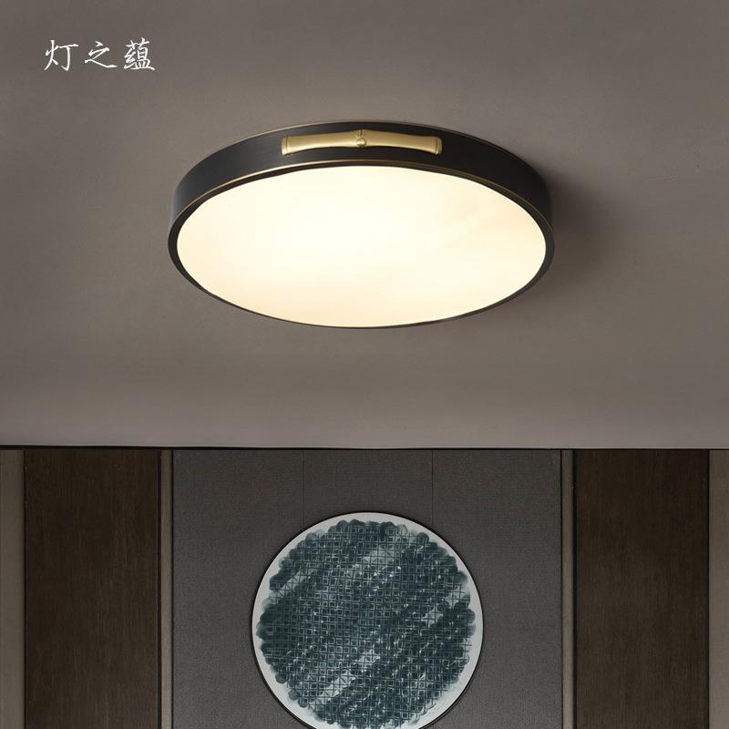 【竹韵】新中式全铜吸顶灯轻奢设计师玄关过道卧室阳台吸顶灯 - 图0
