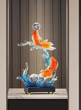年年有余 馀红锦鲤摆件入户玄关客厅酒柜高级感招财装R饰乔迁开
