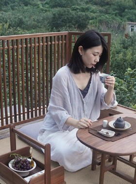 白驹格物北美黑胡桃木新中A式禅意屏风茶空间隔断实木围栏