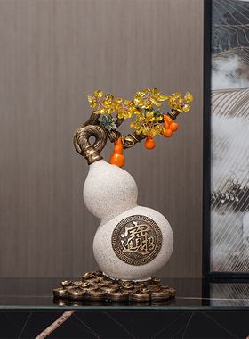 新中式大象摆件一对客厅葫芦玄关电视酒柜家居办R公室装饰开业礼