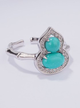 国风精致文艺青松葫芦女戒中国风可达奢华高端开口可.调食指戒指