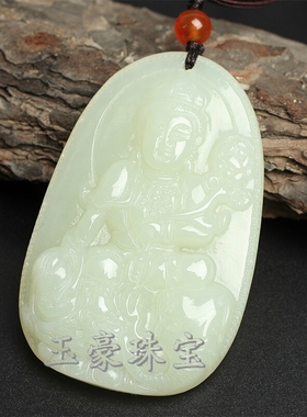 和田玉本命佛吊j坠十二生肖属龙蛇的守护神普贤菩萨男女款玉石挂