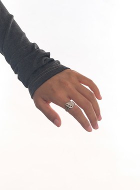 wumulle 棱角星星戒指做旧复z古 无性别指环扇形不规则男女旧面F2