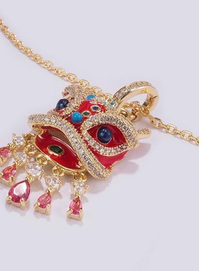 平安舞狮可爱2025年新年礼x物国潮醒狮项炼女生肖礼物国风锁骨炼