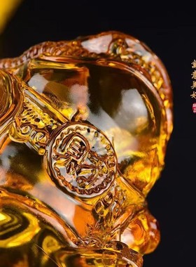 黄水晶貔貅家居摆件聚p宝盆办公室客厅开业琉璃圣兽家居装饰品